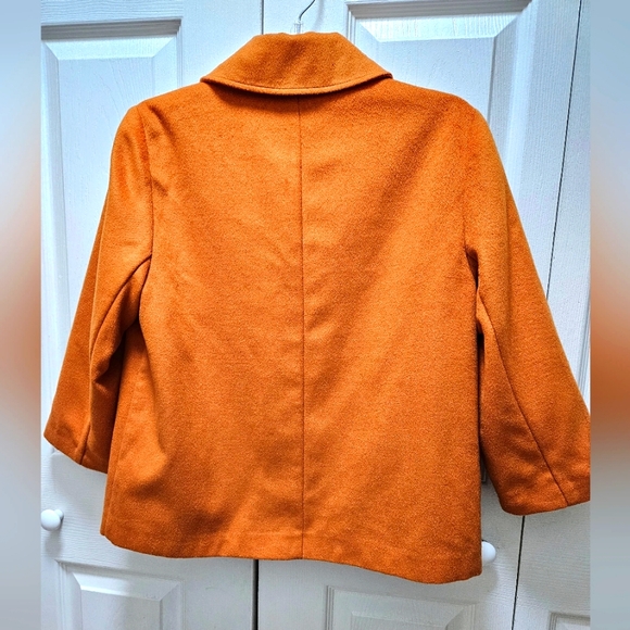 Harvé Bernard Petite Vintage Wool Burnt Orange Women's One Button Coat Jacket PL - Picture 3 of 7